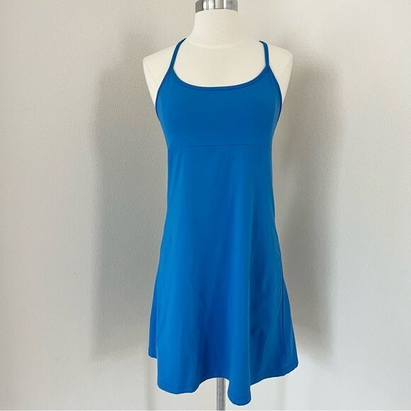 Athleta Swim Stretch Drawstring Athleisure Dress Blue S - Picture 1 of 10